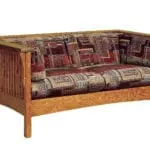 wood slat loveseat