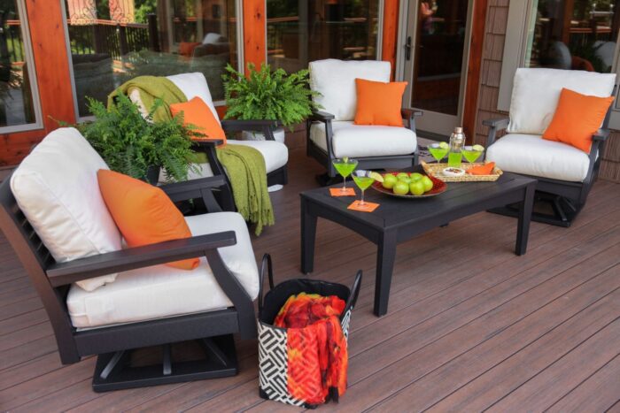 Classic Terrace Swivel Rockers Black Frames Sailcloth Shell Cushions Lifestyle scaled