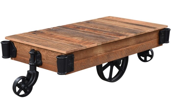 urban barnwood railroad cart coffee table