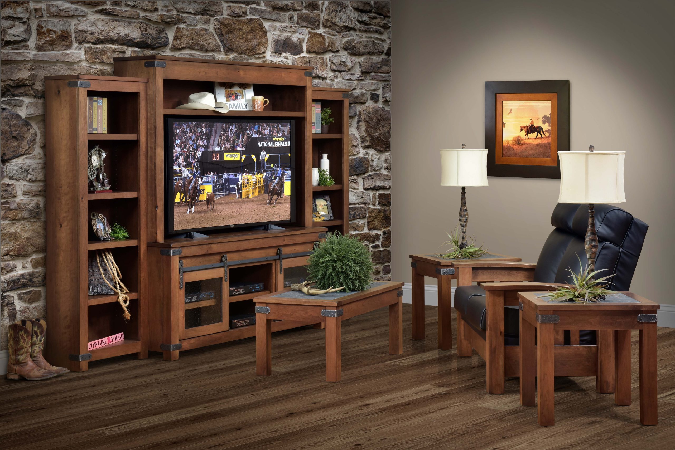 A Dutch Creek Georgetown entertainment heirloom furniture set.