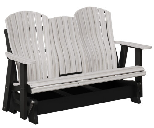 Five foot poly glider by Yoders with lumbar back