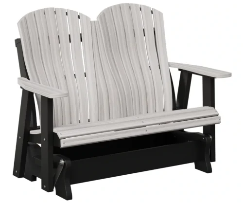 Four foot poly glider by Yoders with lumbar back